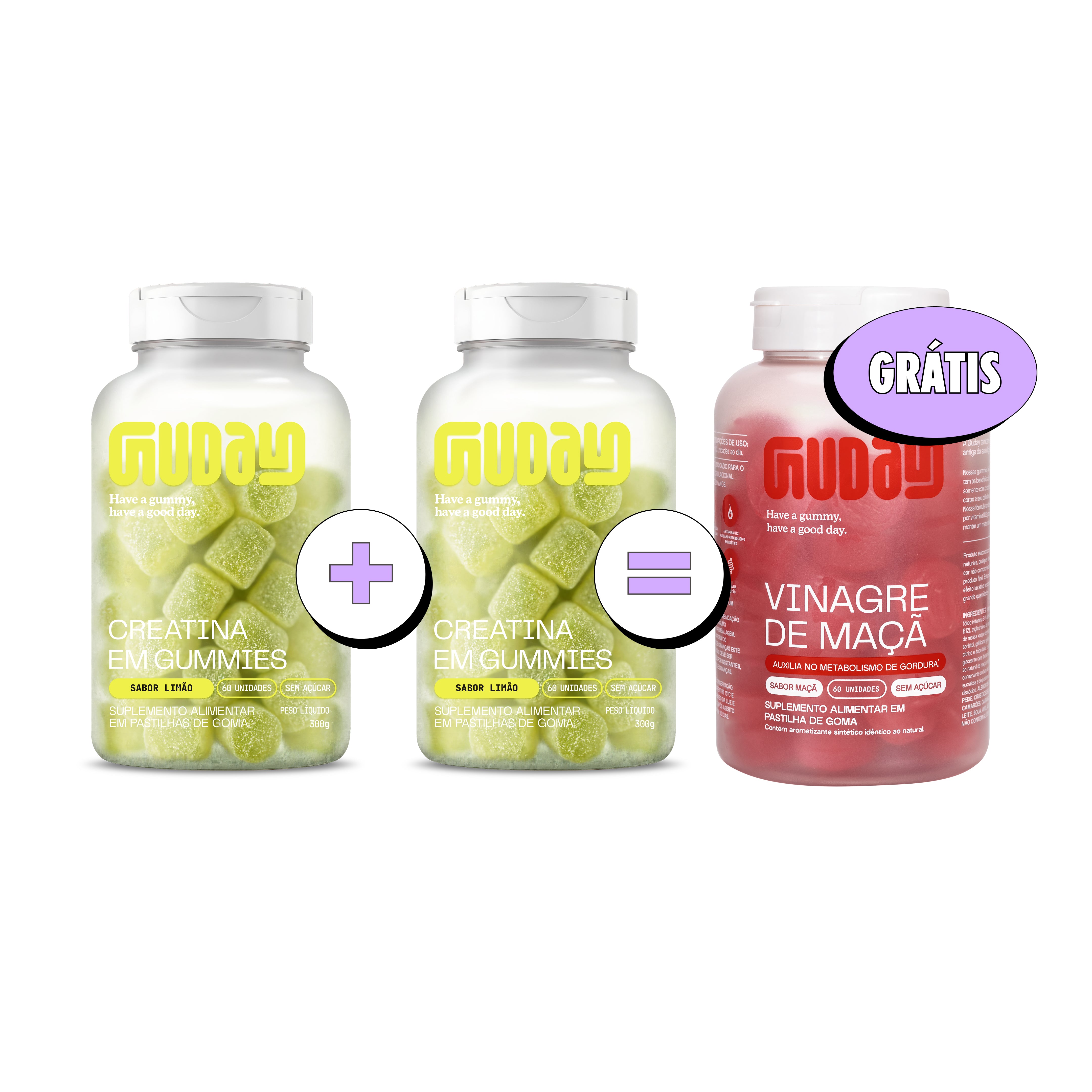 Compre 2, Leve 3 - Creatina de Limão + Vinagre de Maçã & B12