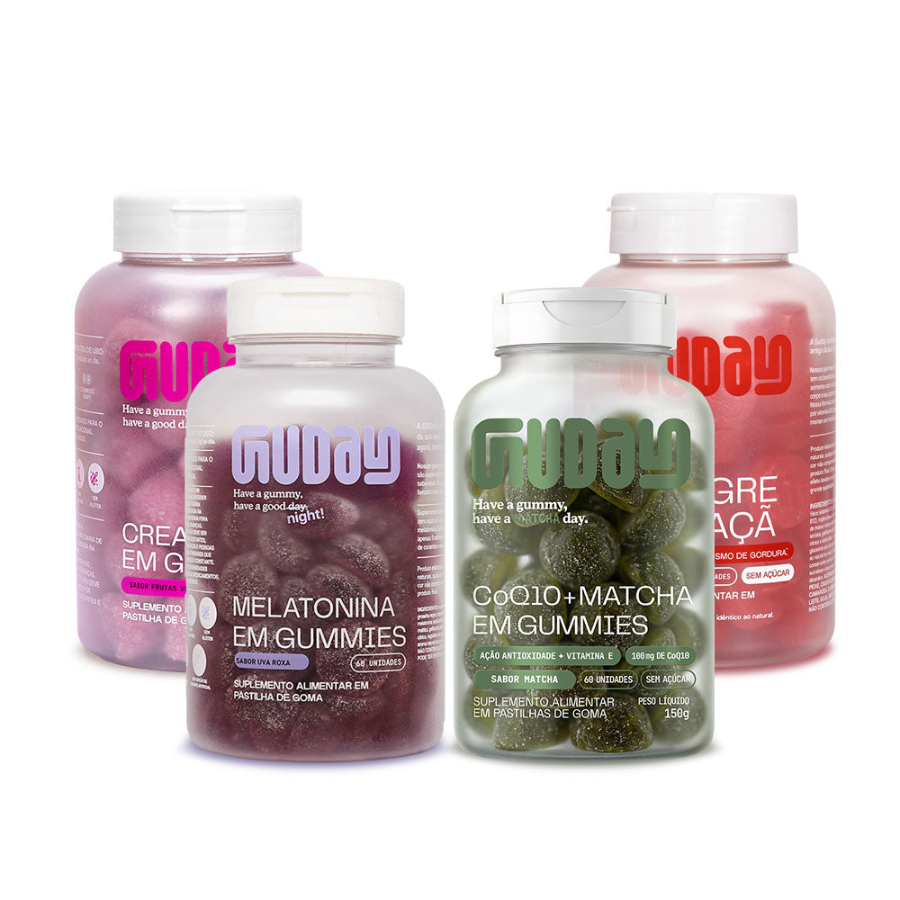 Creatina Frutas Vermelhas + Coq10 Matcha + Melatonina + Vinagre de Maçã