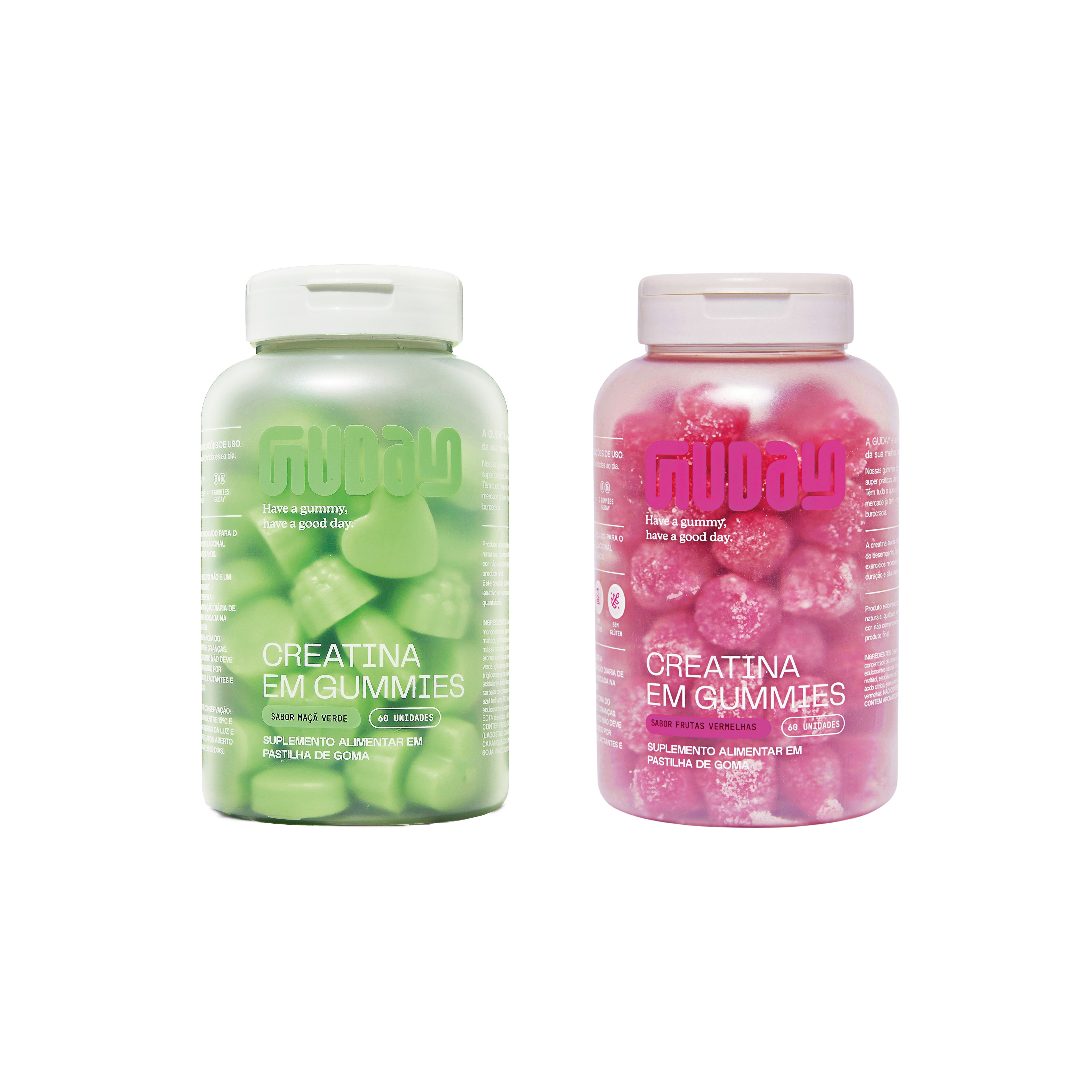 Creatina Maçã Verde + Creatina Frutas Vermelhas