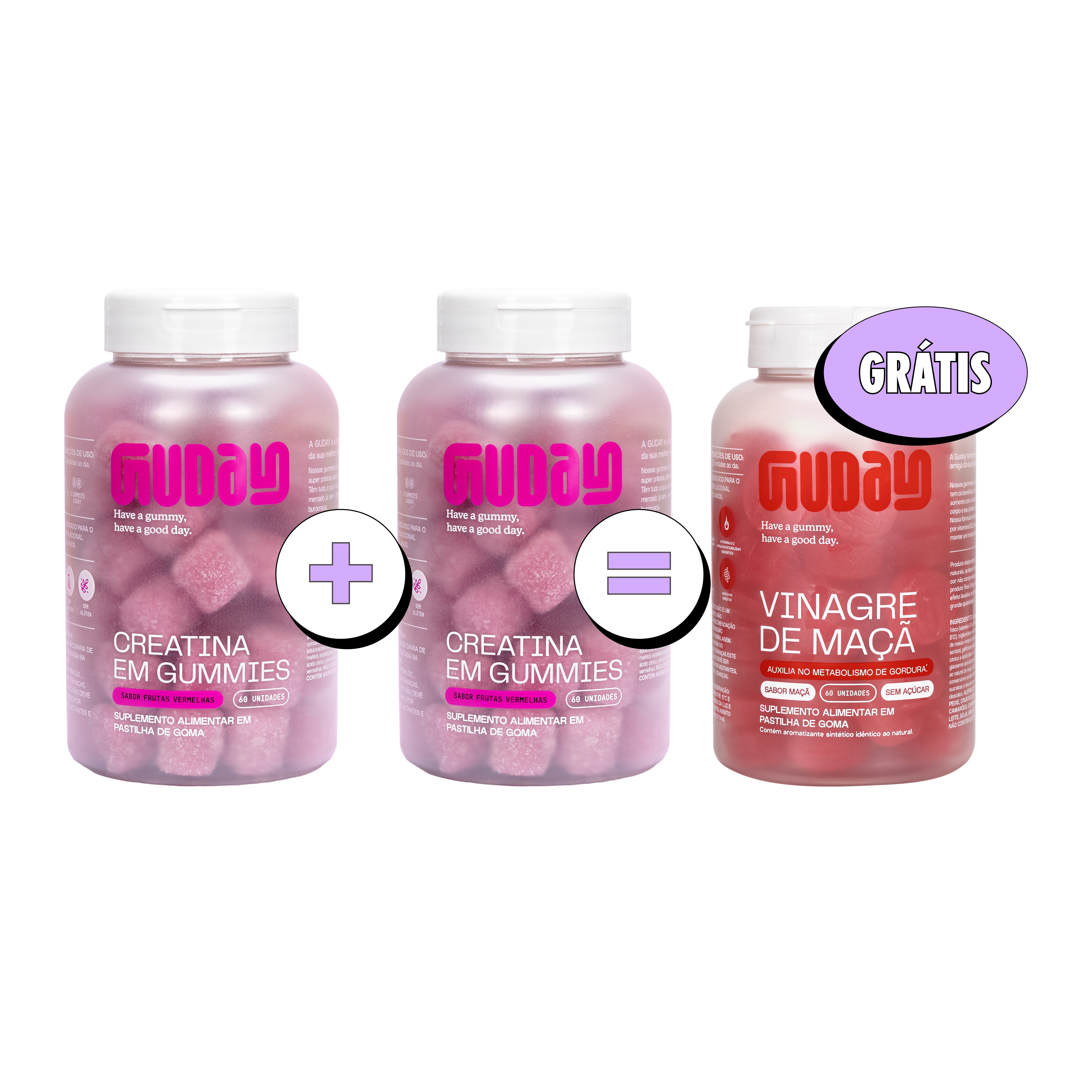 Compre 2, Leve 3 - Creatina de Frutas Vermelhas + Vinagre de Maçã & B12