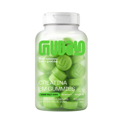 Creatina Gummy sabor Maçã Verde Nova Fórmula Guday - pote frente