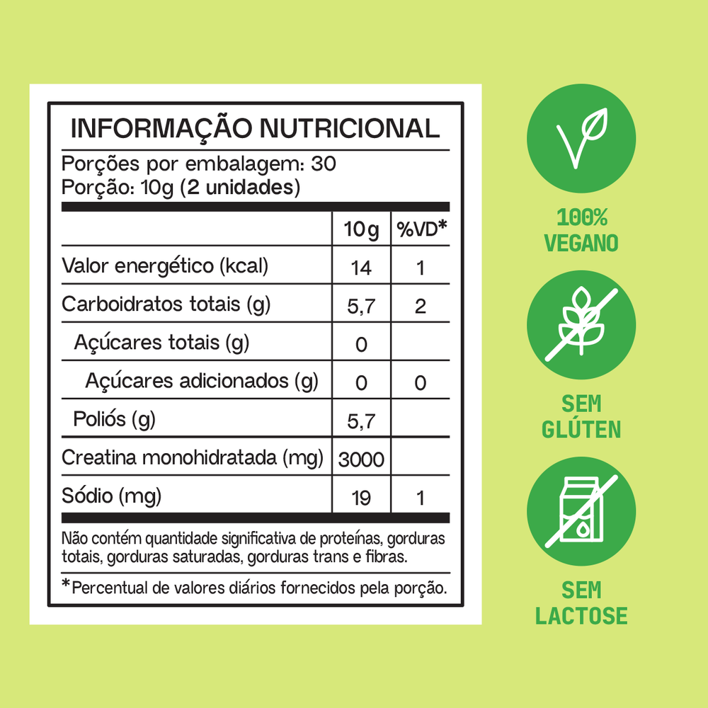 Creatina Limão Guday - tabela nutricional