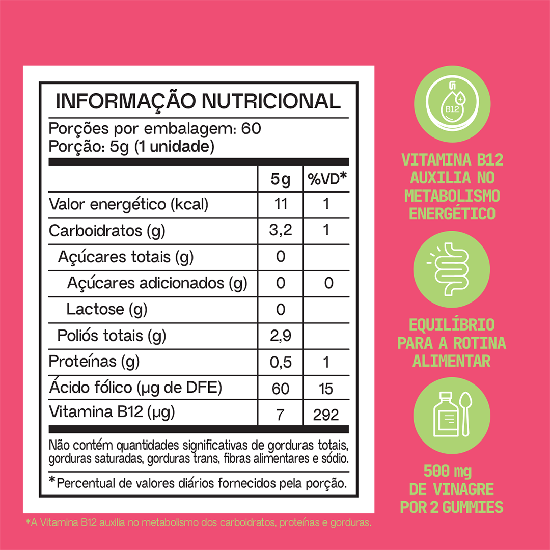 Vinagre de Maçã Guday - tabela nutricional