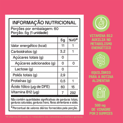 Vinagre de Maçã Guday - tabela nutricional