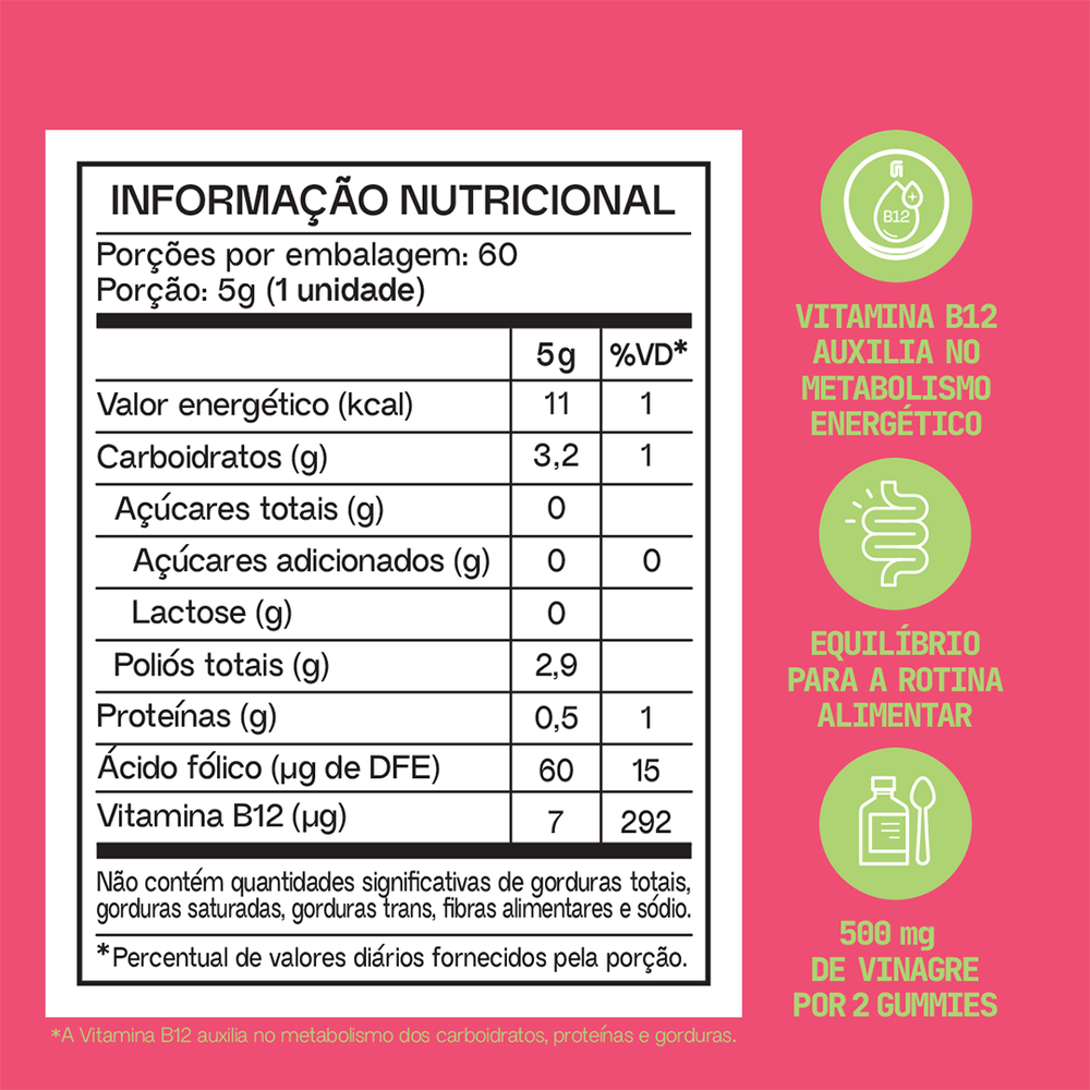 Vinagre de Maçã Guday - tabela nutricional