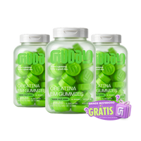3 potes de Creatina Guday em gummies sabor Maçã Verde com o selo Brinde Misterioso Grátis