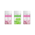 Três mini potes de Creatina em Gummies Guday nos sabores maçã verde, frutas vermelhas e açaí